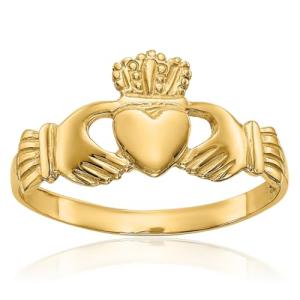 10K Solid Yellow Gold Heart Love Irish Claddagh Celtic Ring Jewelry Size 7