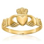 10K Solid Yellow Gold Heart Love Irish Claddagh Celtic Ring Jewelry Size 7