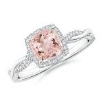 Morganite Engagement Ring with Diamond Halo