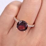 Round Cut Amethyst or Garnet Solitaire Ring