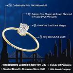 Gem Stone King 10K Yellow Gold 6X4MM Oval Gemstone Birthstone Engagement Ring For Women | Solitaire Wedding Anniversary Promise Gold Ring | Fine Jewelry Gifts for Her Mom Women Wife