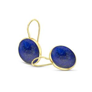 14K Gold Lapis Lazuli Earrings - Solid Gold Earrings -14K Gold Earrings for Women - Statement Earrings - Gold Dangle Earrings - Wedding Earrings for Brides - Lapis Lazuli Jewelry for Women