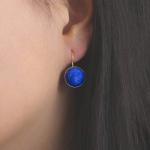 14K Gold Lapis Lazuli Dangle Earrings