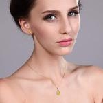Gem Stone King 10K Yellow Gold 6X4MM Oval Gemstone Birthstone and White Diamond Pendant Earrings Jewelry Set For Women | With 18 Inch Gold Chain