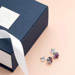 Peora Solid 14K White Gold Amethyst Heart Stud Earrings for Women, 1.50 Carats total Genuine Gemstone Classic Solitaire Studs, Friction Back, Hypoallergenic Gold Stud Earrings,