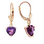 14k Yellow Gold Jewelry Set - Necklace and Earrings w/Natural Heart-shaped Purple Amethysts