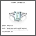 10K White Gold Gemstone Birthstone and White Created Sapphire 3-Stone Engagement Ring For Women | Emerald Cut 9X7MM and Trillion 4MM | Fine Jewelry for Wedding Anniversary Promise | Sizes 5-9