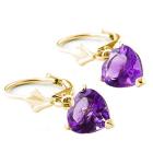 14k Yellow Gold Jewelry Set - Necklace and Earrings w/Natural Heart-shaped Purple Amethysts