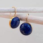14K Gold Lapis Lazuli Dangle Earrings