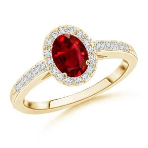 Ruby Halo Engagement Ring in Yellow Gold
