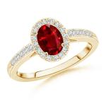 Ruby Halo Engagement Ring in Yellow Gold