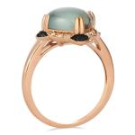 Rose Gold Flower Ring with Green Aquaprase & Topaz