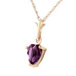 14k Yellow Gold Jewelry Set - Necklace and Earrings w/Natural Heart-shaped Purple Amethysts