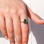 14k Gold Natural Emerald Dainty Ring for Women