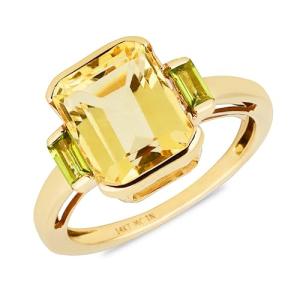 14k Gold Citrine and Peridot Women's Ring