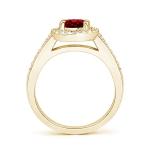 Ruby Halo Engagement Ring in Yellow Gold