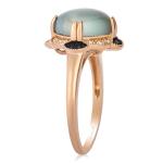 Rose Gold Flower Ring with Green Aquaprase & Topaz
