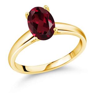 Gem Stone King 10K Yellow Gold Oval 9X7MM Gemstone Birthstone Solitaire Engagement Ring | Wedding Engagement Anniversary Promise Gold Ring For Women | Available In Size 5, 6, 7, 8, 9