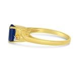 14k Yellow Gold Sapphire and Diamond Oval Ring