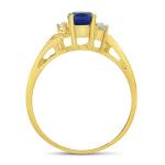 14k Yellow Gold Sapphire and Diamond Oval Ring