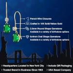 Gem Stone King 14K Yellow Gold Green Nano Emerald and White Diamond French Wire Dangle Earrings For Women (0.93 Cttw, Gemstone May Birthstone, Oval 6X4MM and Round 2.5MM)