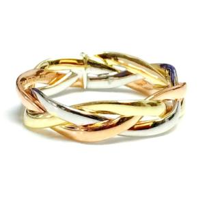 Tri-Color Gold Braided Ring, Size 7