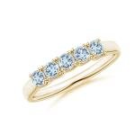 Natural Aquamarine Gold Half Eternity Wedding Ring