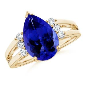 Tanzanite and Diamond Yellow Gold Ring for Women