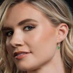 Gem Stone King 14K Yellow Gold Green Nano Emerald and White Diamond French Wire Dangle Earrings For Women (0.93 Cttw, Gemstone May Birthstone, Oval 6X4MM and Round 2.5MM)