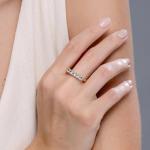 Natural Aquamarine Gold Half Eternity Wedding Ring