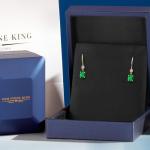 Gem Stone King 14K Yellow Gold Green Nano Emerald and White Diamond French Wire Dangle Earrings For Women (0.93 Cttw, Gemstone May Birthstone, Oval 6X4MM and Round 2.5MM)