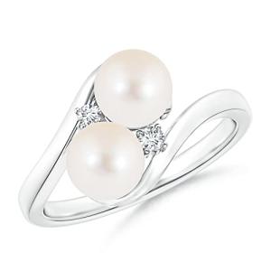 Freshwater Pearl and Diamond Ring in Silver