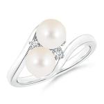 Freshwater Pearl and Diamond Ring in Silver