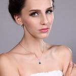 Gem Stone King 925 Sterling Silver Round Gemstone Birthstone and White Diamond Pendant Earrings Jewelry Set For Women | Round 6MM and 5MM | With 18 Inch Chain