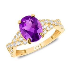 10k Gold Gemstone Ring with White Sapphire Accent