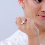 Freshwater Pearl and Diamond Ring in Silver