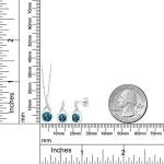 Gem Stone King 925 Sterling Silver Round Gemstone Birthstone and White Diamond Pendant Earrings Jewelry Set For Women | Round 6MM and 5MM | With 18 Inch Chain