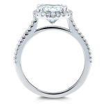 Cushion Moissanite Halo Engagement Ring in White Gold