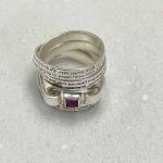 Hebrew Engraved Woman of Valor Ring with Ruby