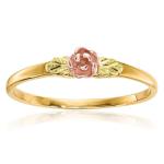 Tri-Color Gold Rose Flower Ring, Size 7