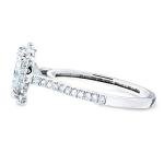 Cushion Moissanite Halo Engagement Ring in White Gold