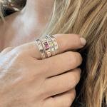 Hebrew Engraved Woman of Valor Ring with Ruby