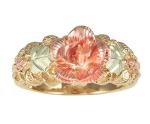 10k Yellow Gold 3D Rose Flower Accent Band, 12k Green Gold, 12k Rose Black Hills Gold Solid Gold Statement Ring Jewelry for Women, Ladies, Teens Size 8