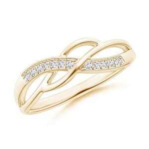 Yellow Gold Crossover Diamond Ring for Women