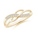 Yellow Gold Crossover Diamond Ring for Women