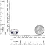 Gem Stone King 3.21 Cttw White Moissanite and Blue Sapphire 3-Stone Ring For Women | 925 Sterling Silver | Oval 9X7MM and 6X4MM | 3 Stone Wedding Engagement Anniversary Promise Ring (Size 9)
