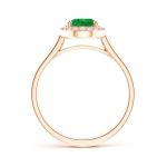 Oval Emerald and Diamond Halo Ring in Rose Gold