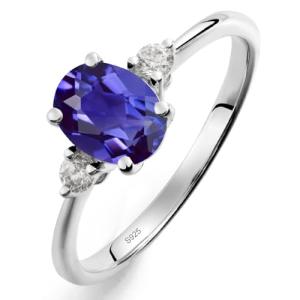 Sterling Silver Oval Tanzanite Ring for Women