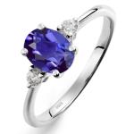 Sterling Silver Oval Tanzanite Ring for Women