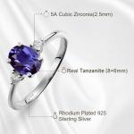 Sterling Silver Oval Tanzanite Ring for Women